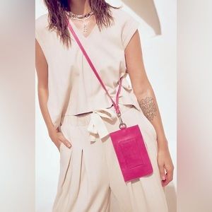 Free People Bright Lights Leather‎ Wallet Pouch crossbody bag